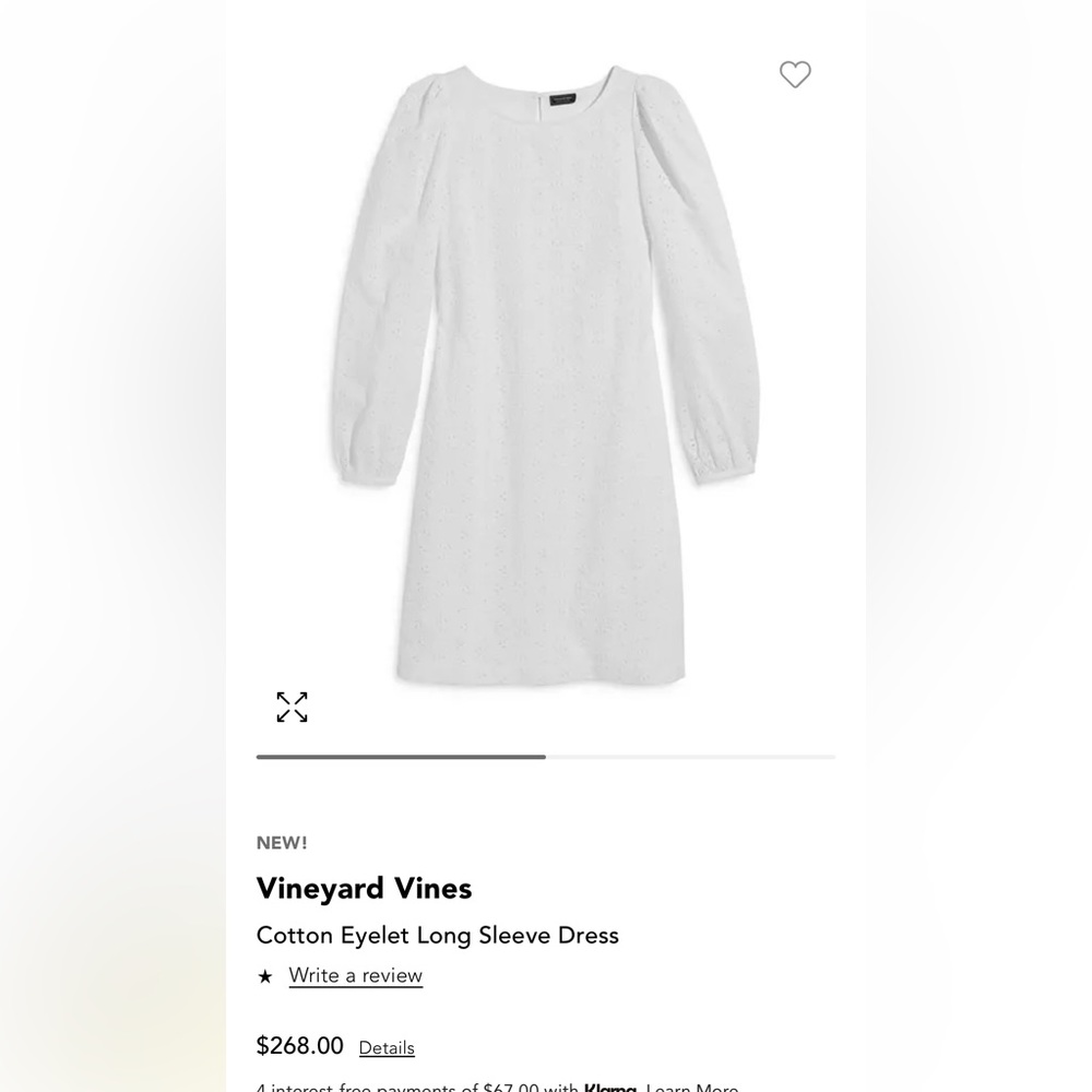 NWT Vineyard Vines Eyelet Shift Dress